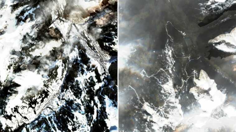 Les impressionnantes images satellites du manque de neige dans les stations de ski d'Europe 1 Les Impressionnantes Images Satellites Du Manque De Neige Dans Les