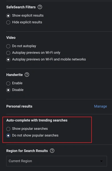 Comment désactiver les recherches de tendances sur Google (mobile et PC) 14 Désactiver les recherches tendance