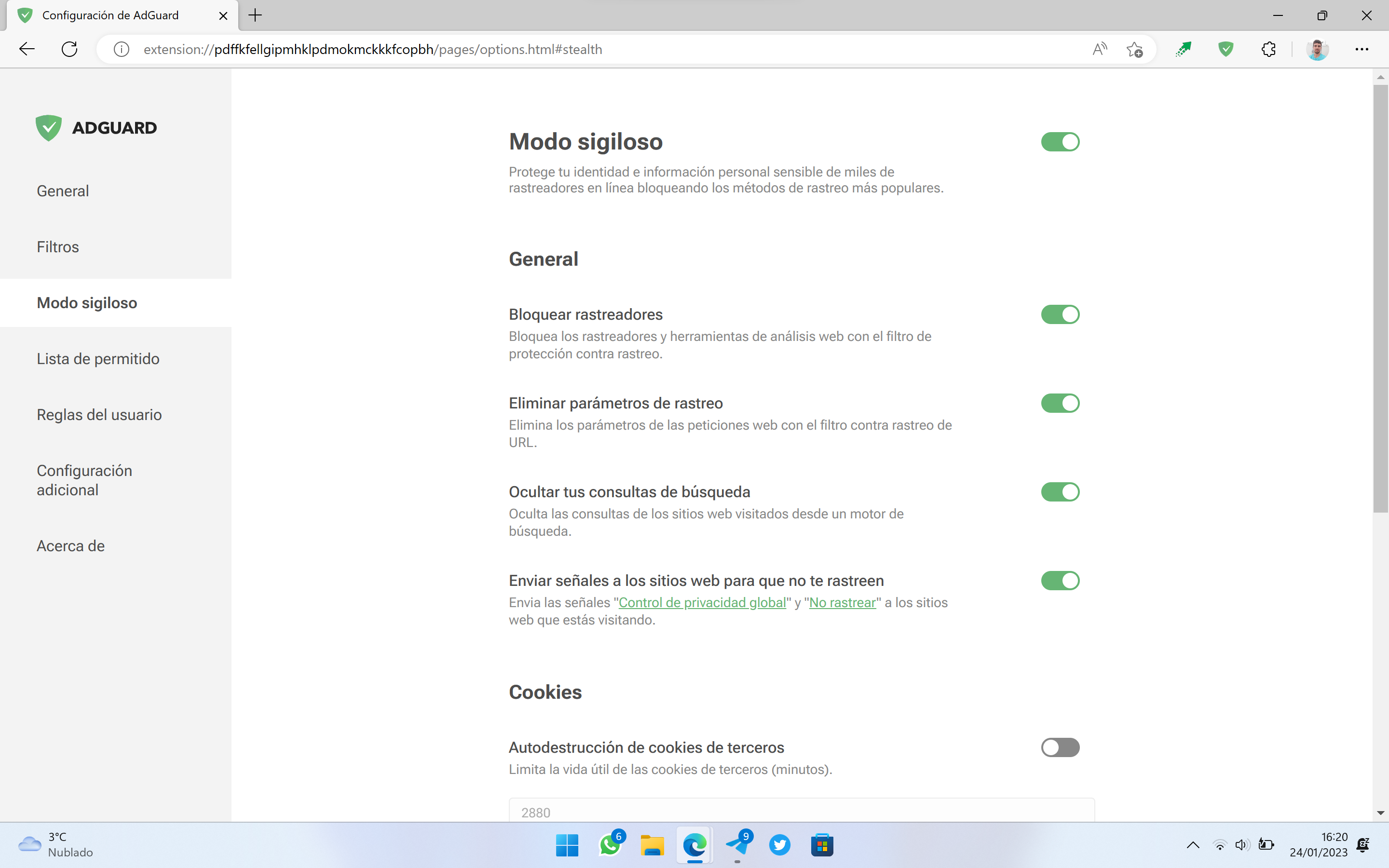 Mode furtif AdGuard