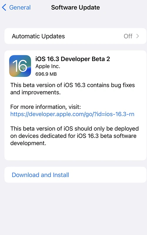 Apple installe iOS 16.3 Beta 2 avec les modifications des paramètres SOS d'urgence 2 Mise à jour iOS 16.3 bêta 2