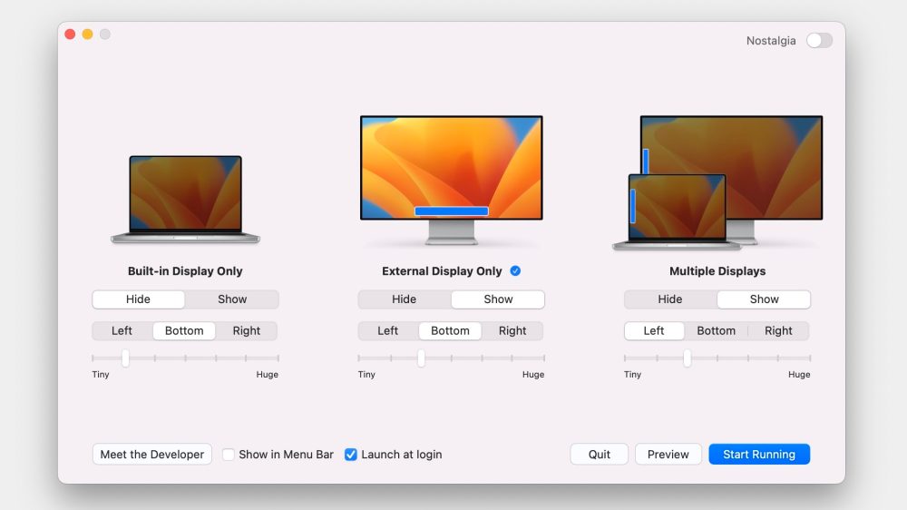 This Mac app lets you link different Dock settings to different display setups Cette application Mac vous permet de lier differents parametres Dock