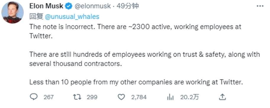Elon Musk révèle le nombre d'employés sur Twitter 2 Elon Musk