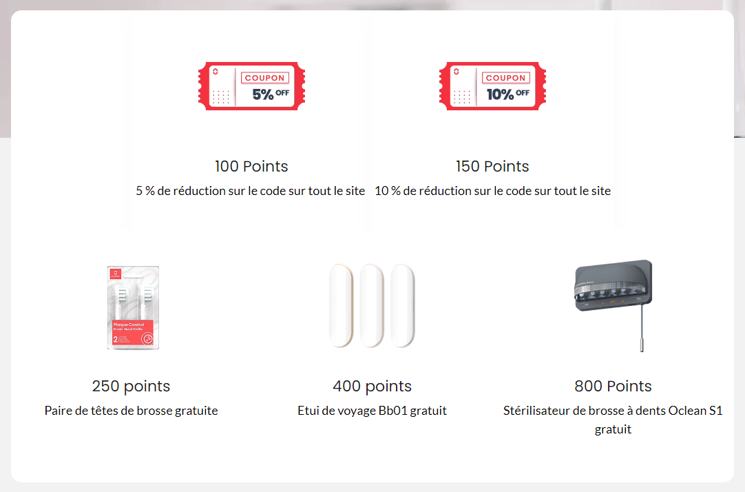 Oclean: Les brosses à dents électriques et hydropulseurs à prix cassés pour 2023 1 Oclean Programme Fidelite Point