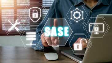 Sase, Secure Access Service Edge Concept, Person Hand Touching S