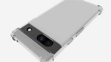 Google Pixel 7a exposition de boîtier transparent tiers: double caméra arrière
