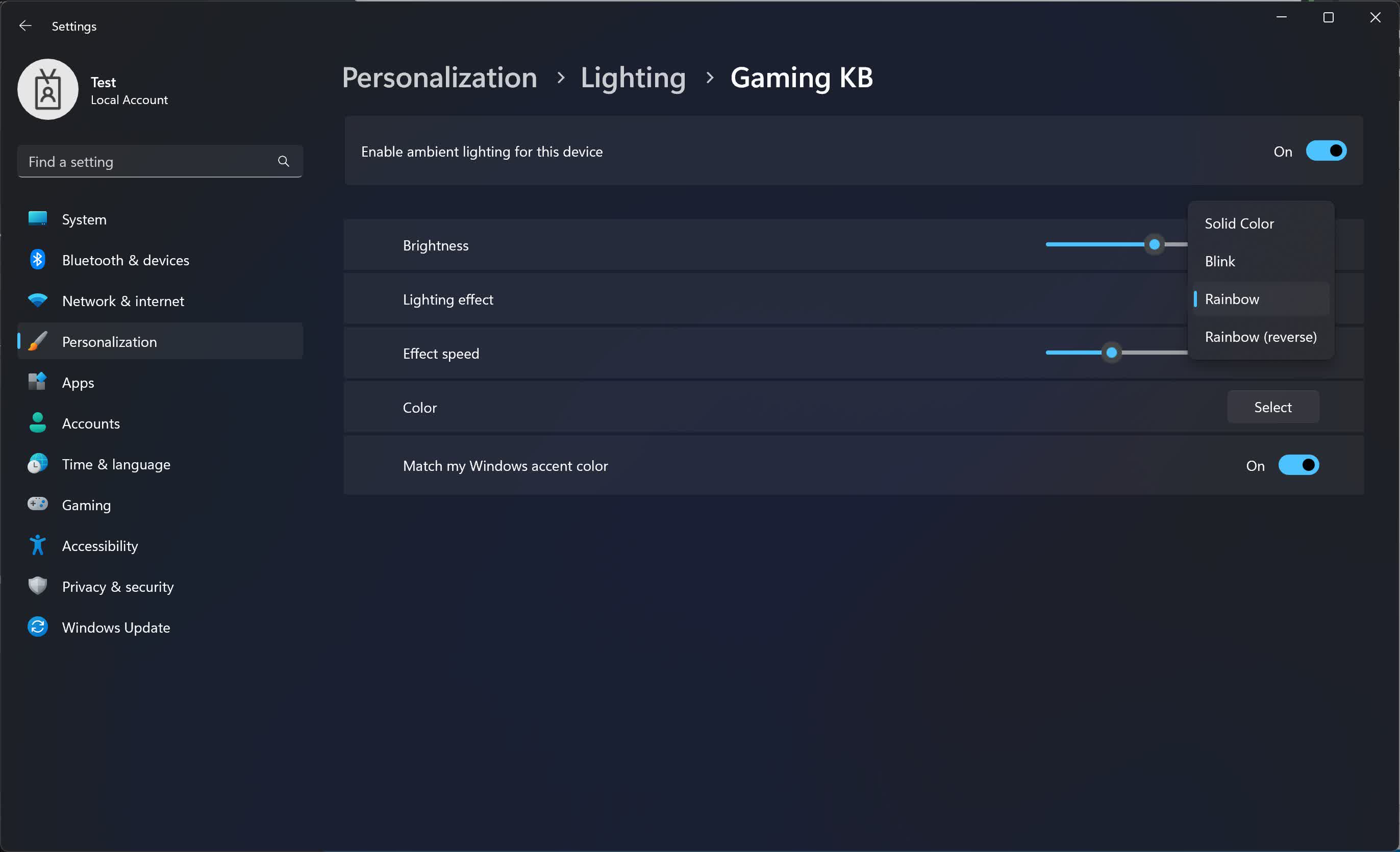 Microsoft teste un contrôleur d'éclairage RVB natif dans Windows 11 2 Microsoft teste un controleur declairage RVB natif dans Windows 11