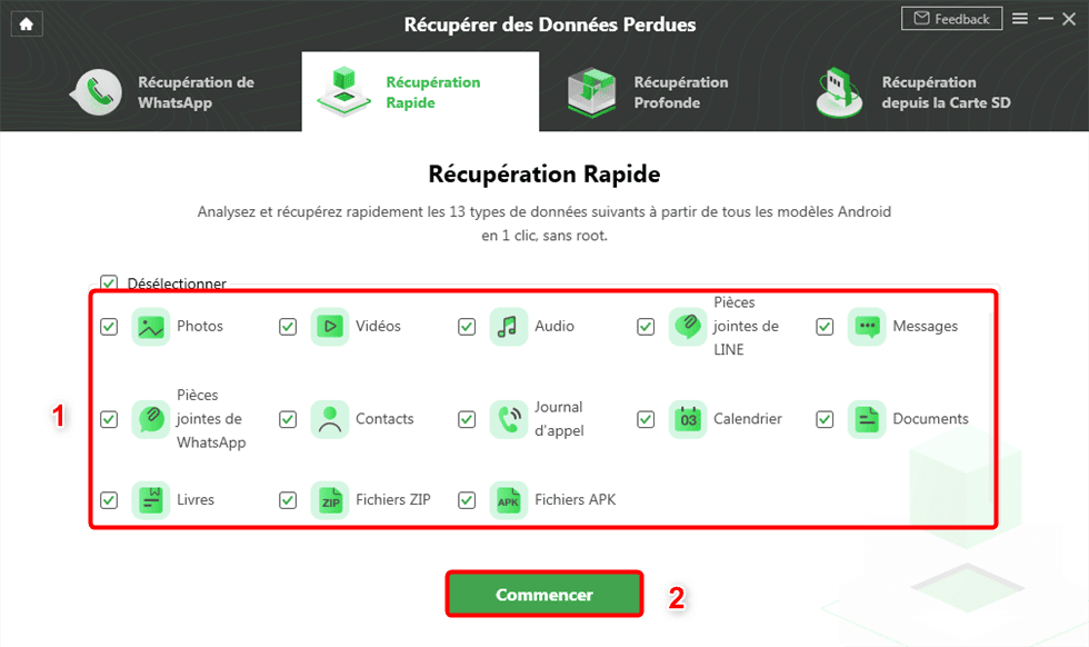 Sélectionnez les données à analyser
