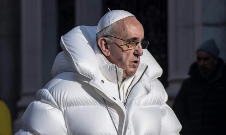 La photo virale du pape François avec la doudoune blanche est fausse, on vous explique comment elle a été créée 1 La photo virale du pape François avec la couette blanche est fausse, on vous explique comment elle a été créée