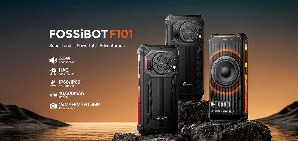 FOSSiBOT annonce le F101, un smartphone robuste à batterie énorme de 10600 mAh avec haut-parleur le plus puissant de 3,5 W