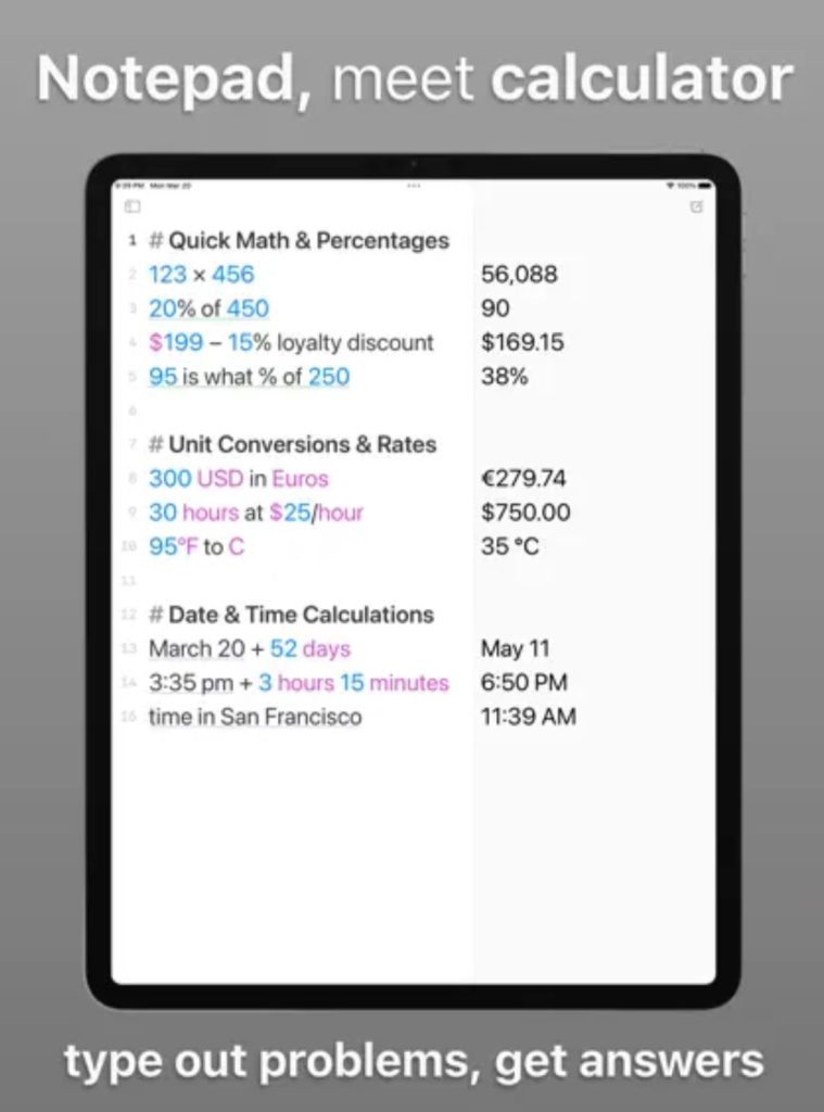 L'application de calculatrice intelligente Soulver débarque sur iPad avec synchronisation iCloud, prise en charge multitâche, etc. 3 1680639607 897 Lapplication de calculatrice intelligente Soulver debarque sur iPad avec synchronisation