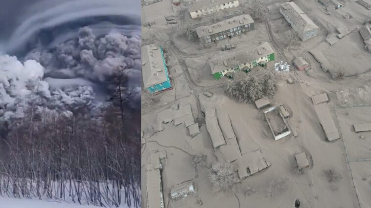 Eruption colossale en Russie, Shiveluch libère une colonne de cendres de 20 km de haut : villages submergés 1 Eruption colossale en Russie, Shiveluch libère une colonne de cendres de 20 km de haut : villages submergés