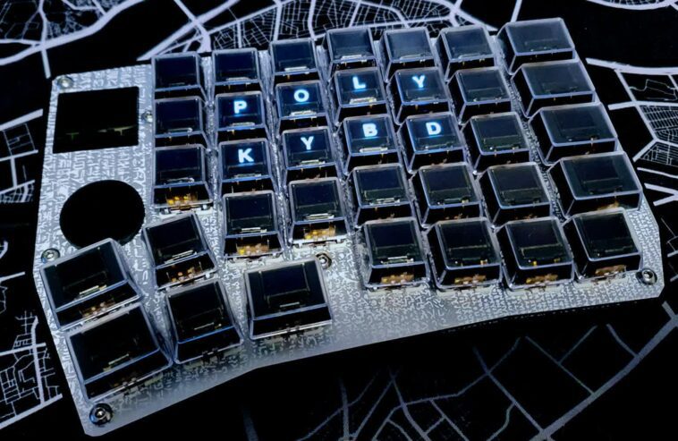PolyKybd est un clavier mécanique avec de minuscules touches OLED pour une personnalisation facile 1 PolyKybd is a mechanical keyboard with tiny OLED keycaps for easy customization