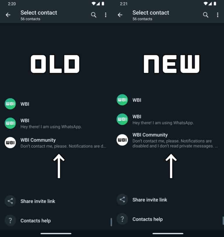 WhatsApp à propos du texte