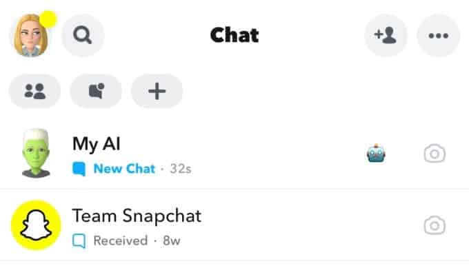 Snapchat My Ai Épinglé en haut