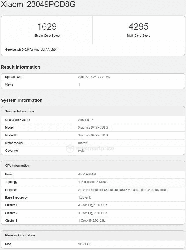 POCO F5 passe par Geekbench pour confirmer nos paris 2 POCO F5