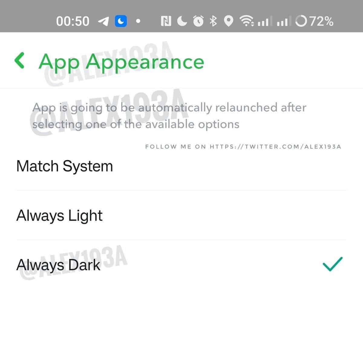 Vous voulez voir le côté obscur de Snapchat ? Ce sera 4 $ par mois, s'il vous plaît ! 2 Option d'apparence de l'application Snapchat