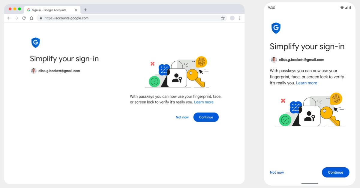 Vous pouvez désormais utiliser des clés d'accès pour vous connecter à votre compte Google