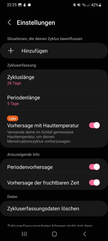 Samsung Galaxy Watch5 : Comment utiliser le suivi du cycle avec le capteur de température 6 L'activation ne fonctionne qu'avec le suivi du cycle. (Capture d'écran)