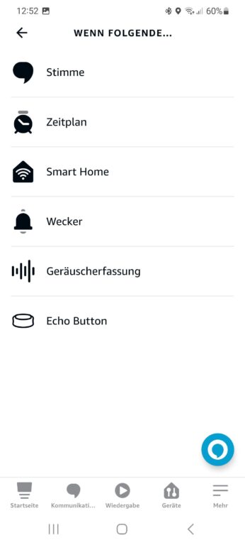 Sélectionnez "Smart Home" comme action ici.