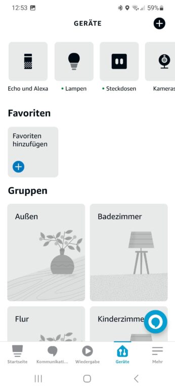 Sous Appareils dans l'application Alexa, sélectionnez l'icône +.  (Capture d'écran)
