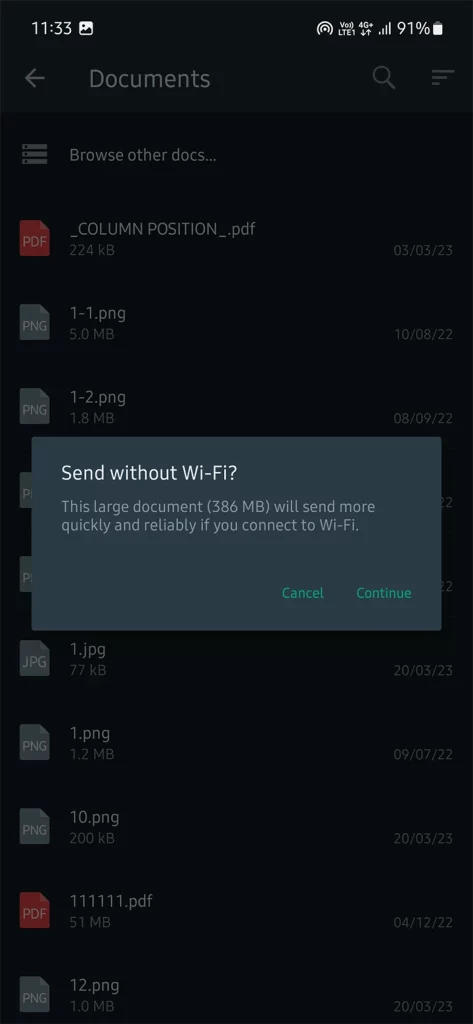 Comment envoyer des fichiers volumineux sur WhatsApp pour Android