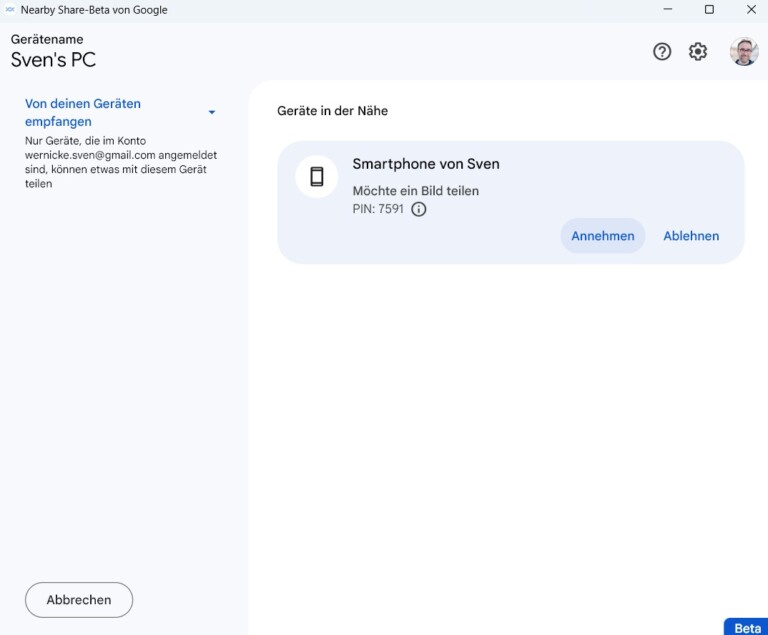 Partage à proximité : partagez du contenu d'Android vers Windows et macOS 7 Du smartphone à l'ordinateur Windows. (Capture d'écran)