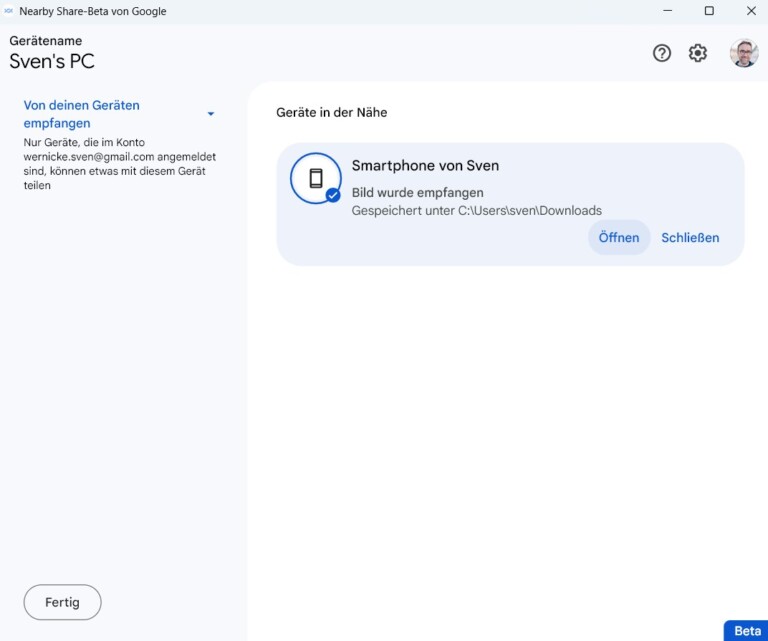 Partage à proximité : partagez du contenu d'Android vers Windows et macOS 8 Tout a fonctionné. (Capture d'écran)