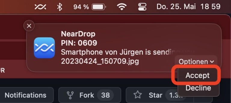 Partage à proximité : partagez du contenu d'Android vers Windows et macOS 13 Chaque fois que vous recevez une diffusion, vous devez la confirmer sur le Mac.