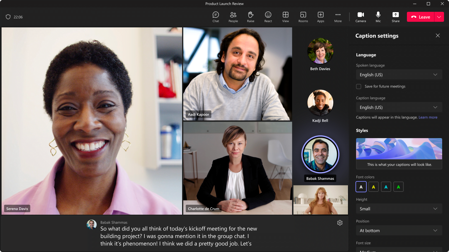 Microsoft Teams ajoute une fonctionnalité pour personnaliser les sous-titres en direct 2 Microsoft Teams ajoute une fonctionnalite pour personnaliser les sous titres en