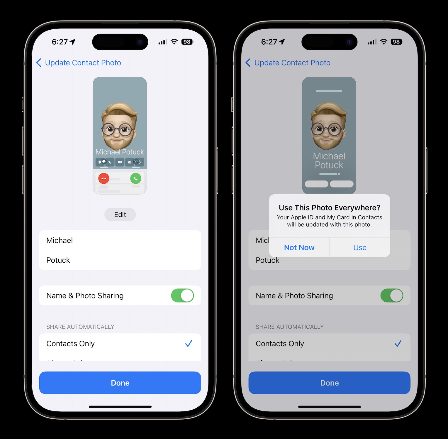 Les affiches de contact iOS 17 personnalisent l'arrière-plan de l'image de texte 3