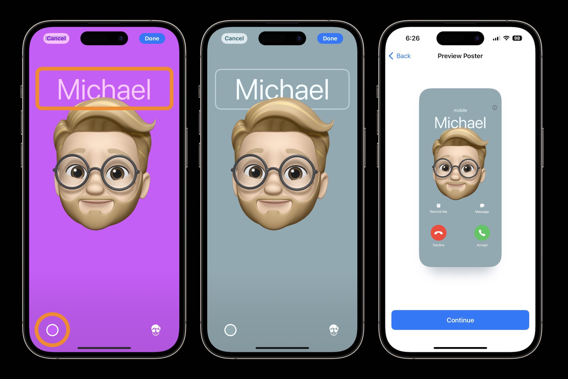 Les affiches de contact iOS 17 personnalisent l'arrière-plan de l'image de texte 2