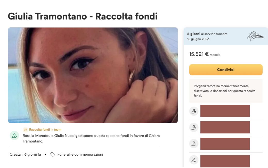Combien GoFundMe gagne grâce aux dons, y compris ceux pour Giulia Tramontano