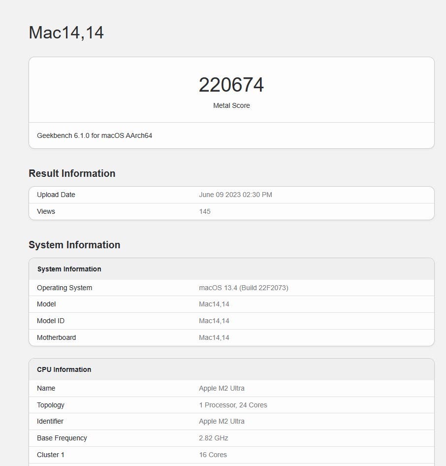 Apple M2 Ultra est juste 10% plus lent que le NVIDIA RTX 4080 3 Score de métal Apple M2 Ultra Geekbench