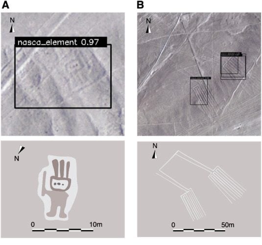 L'intelligence artificielle découvre quatre nouvelles "Lignes de Nazca" dans le désert du Pérou 3 La figure et les pattes humanoïdes. Crédit : M Sakai, et al. Université de Yamagata, 2023