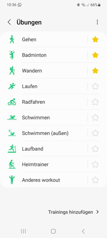 Routes GPX sur Samsung Galaxy Watch : Voici comment fonctionnent l'importation et l'exportation 6 Sélectionnez "Randonnée" ou "Vélo" dans l