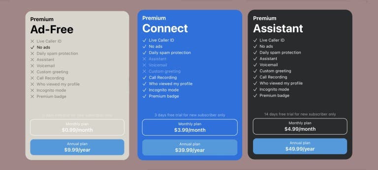La fonction d'enregistrement des appels Truecaller fait son grand retour 4 Forfaits premium Truecaller