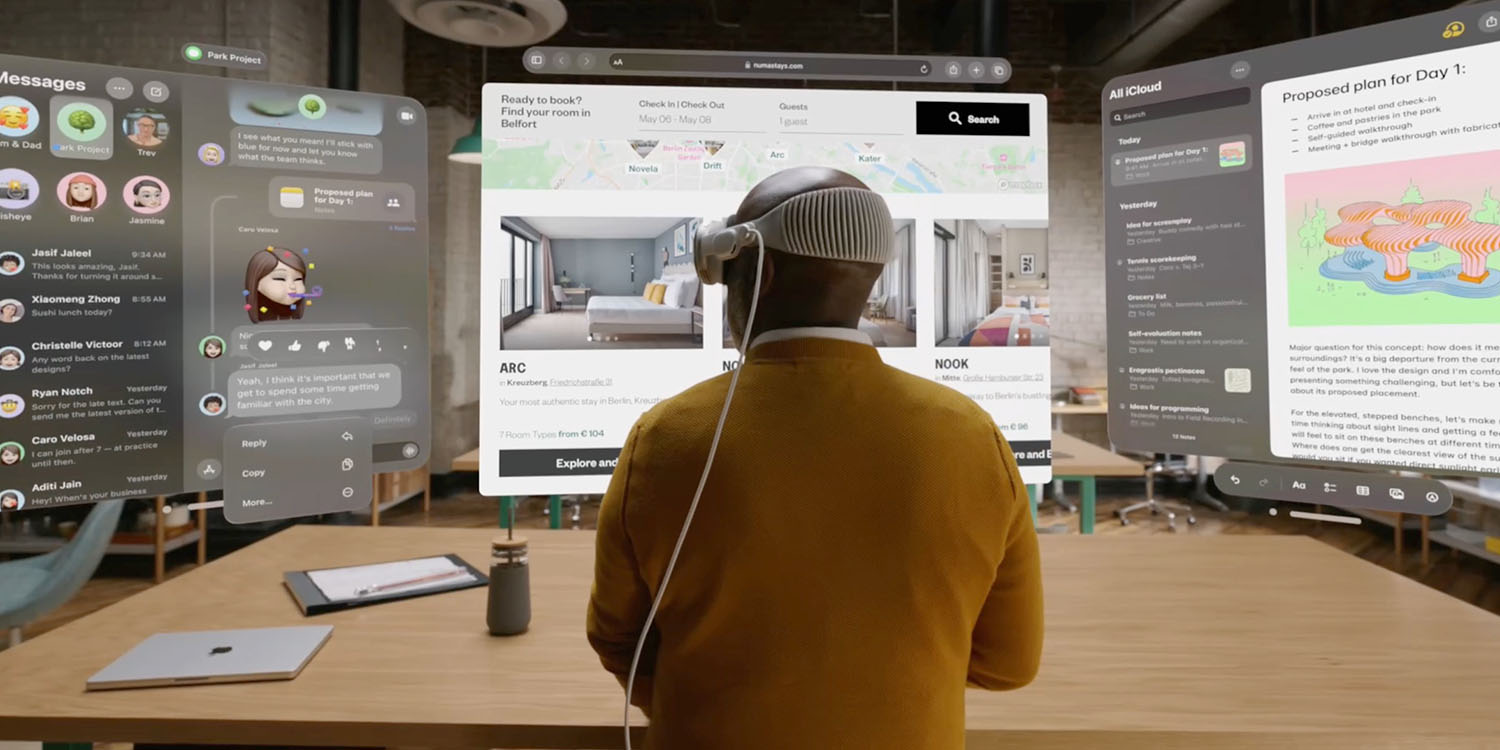 L'Apple Vision Pro a une limite de vitesse, le mode voyage est nécessaire pour l'utiliser sur les vols 2 Affichage du Vision Pro | Image promotionnelle d'Apple