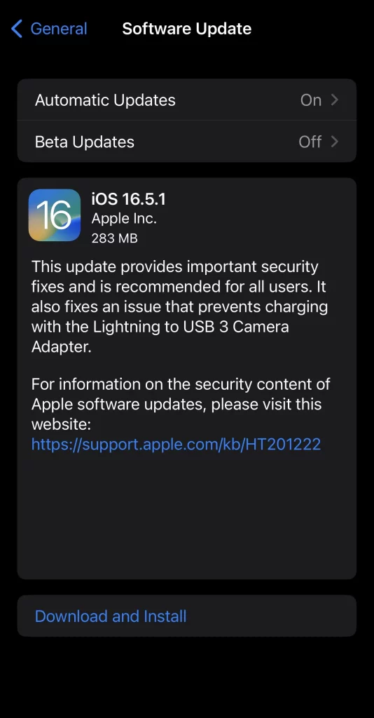 Apple publie iOS 16.5.1 et iPadOS 16.5.1 avec des corrections de bugs 2 Mise à jour iOS 16.5.1