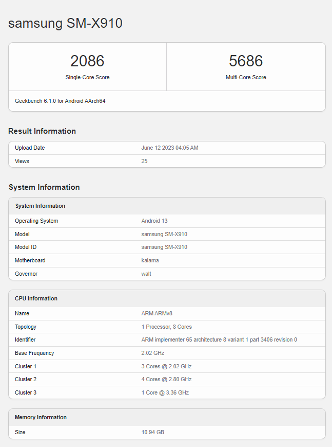Samsung Galaxy Tab S9 Ultra passe par Geekbench avec des caractéristiques puissantes 2 Galaxy Tab S9 Ultra