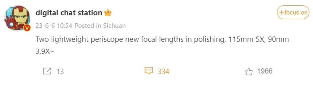 Xiaomi 14 et 14 Pro seront dotés de caméras périscope avec un zoom optique jusqu'à 5x 2 Caméras périscope Xiaomi 14 Pro