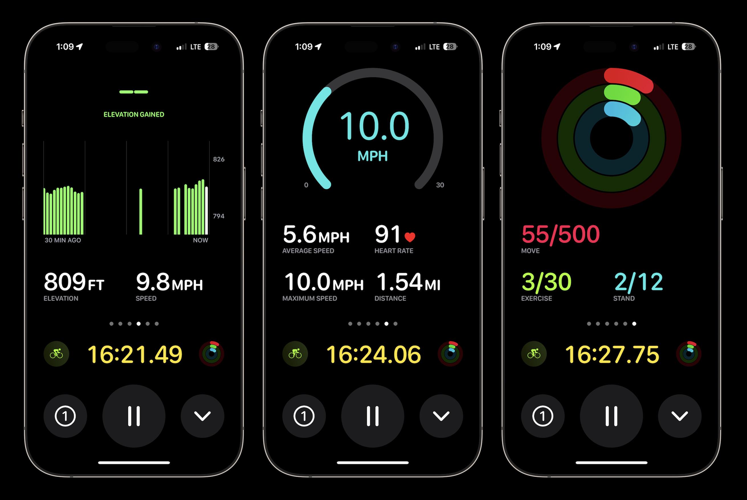 Pratique : Comment voir les mesures de cyclisme en direct de l'Apple Watch sur l'iPhone avec iOS 17 3 mesures en direct du vélo sur l'iPhone 3