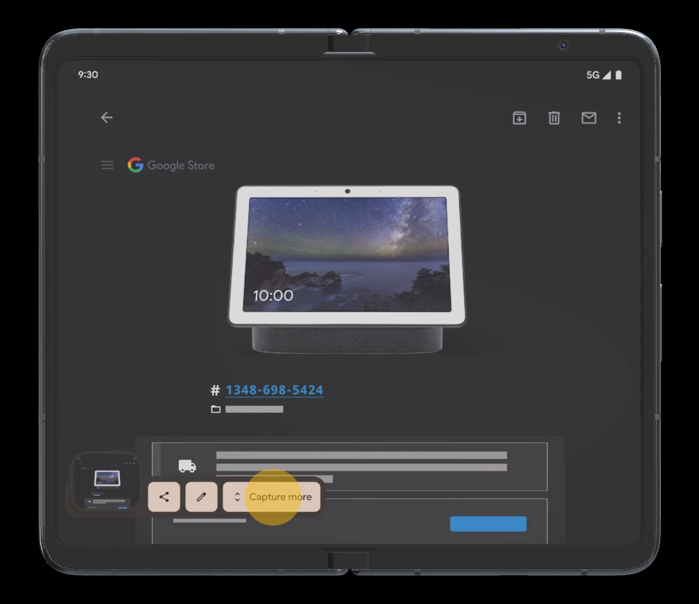 Comment faire une longue capture d'écran sur Pixel Fold