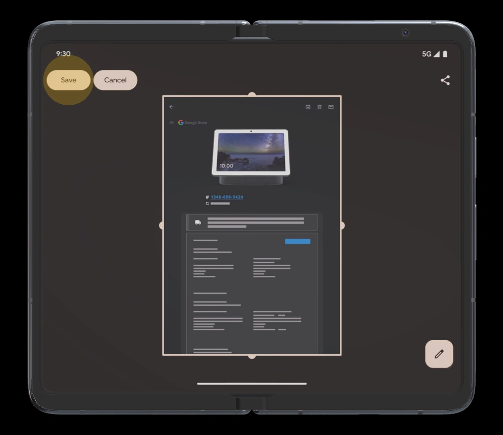 Comment faire une longue capture d'écran sur Pixel Fold