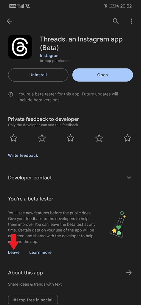 Comment rejoindre la version bêta de Threads sur Android ? (et la quitter) 4 Comment quitter les fils de discussion Beta