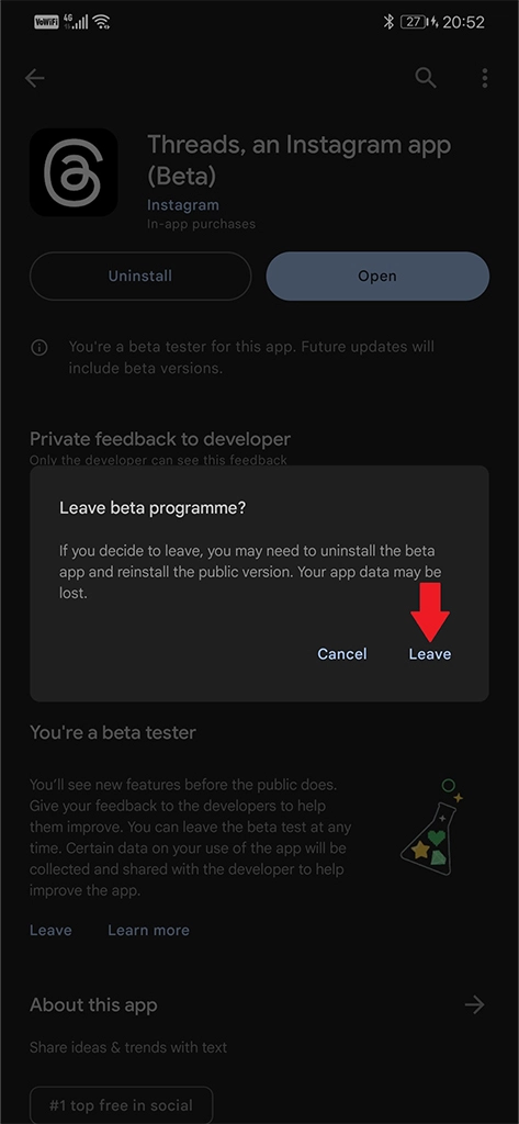 Comment rejoindre la version bêta de Threads sur Android ? (et la quitter) 5 Comment quitter la version bêta de Threads