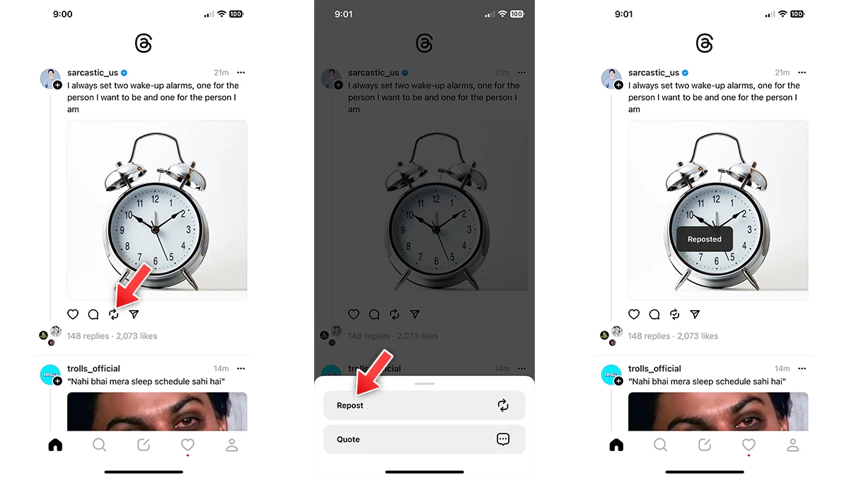 Comment poster et repartager des fils de discussion sur l'application Threads ? 4 Comment réafficher des fils de discussion sur des fils de discussion