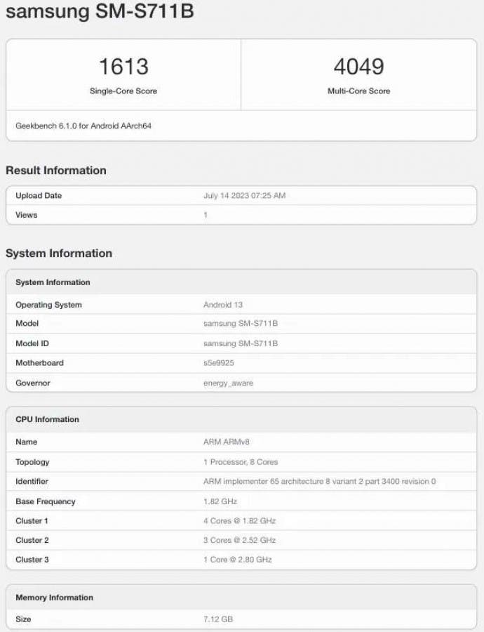 La version américaine du Samsung Galaxy S23 FE cible le Nothing Phone (2) 4 Samsung Galaxy S23 FE Liste Geekbench de la version globale