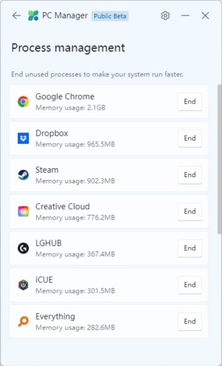 Microsoft présente une nouvelle application de réglage du système pour Windows 10 et 11 4 Gestionnaire de PC