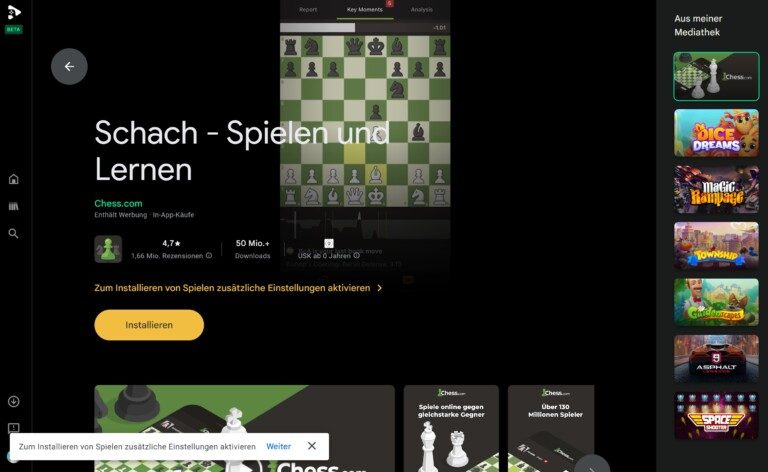 Google Play Jeux: Comment jouer à des jeux Android sur Windows 4 Une fois que Google Play Jeux est lancé, vous avez accès aux jeux Android pour les sélectionner et les installer. (Capture d'écran)
