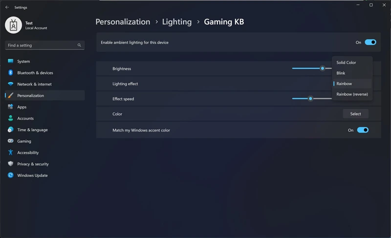 Comment activer les paramètres d'éclairage RVB dans Windows 11 2 Comment activer les paramètres d'éclairage RVB dans Windows 11